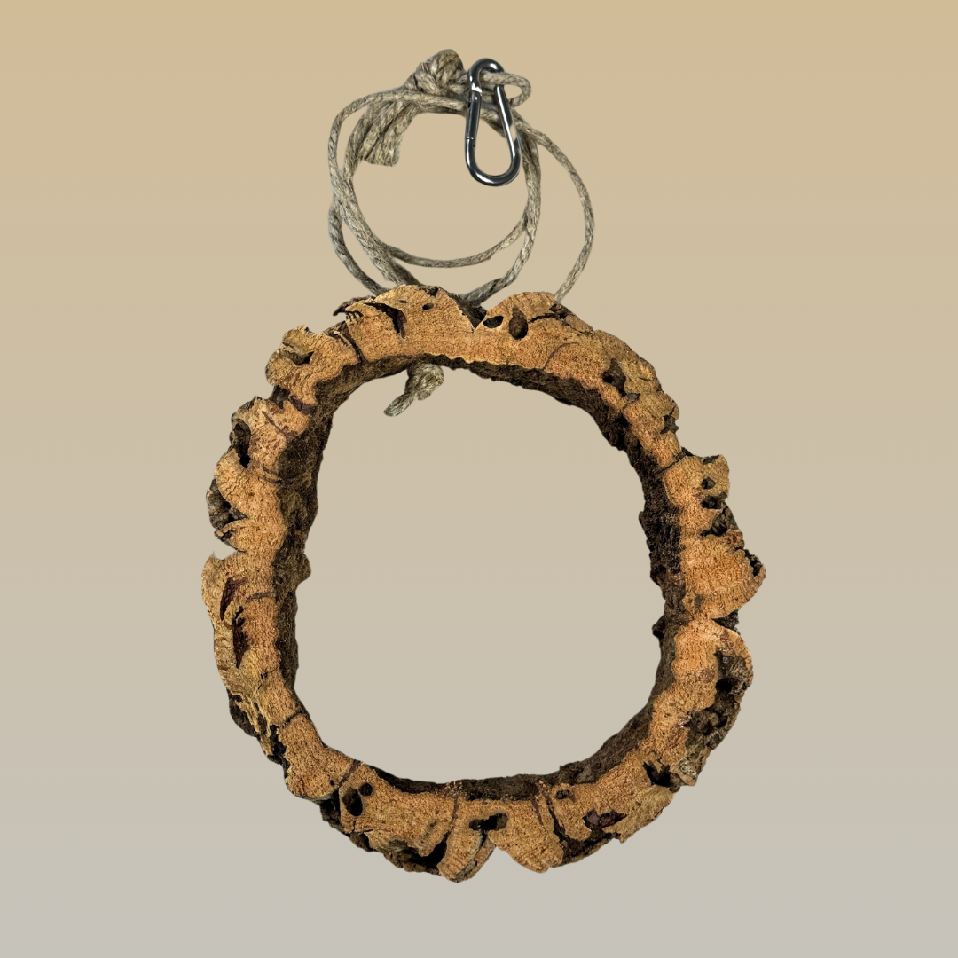 Bird Swing | Natural Cork Bark & Hemp Rope with Stainless Steel Hook - BirdsHome